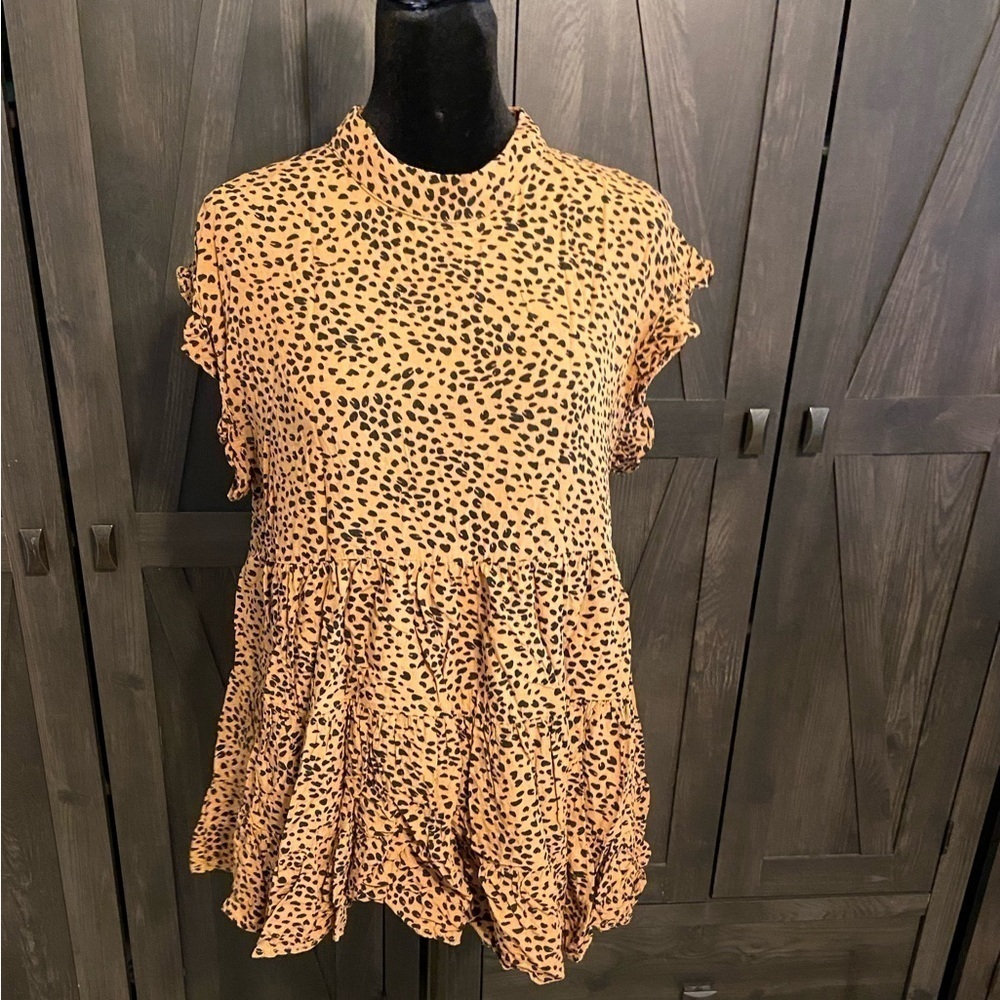 Shein Size M cheetah leopard print animal babydoll blouse Sleeveless top